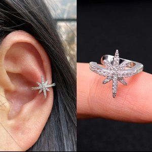 Sterling Silver Clear Star Ear Cuff